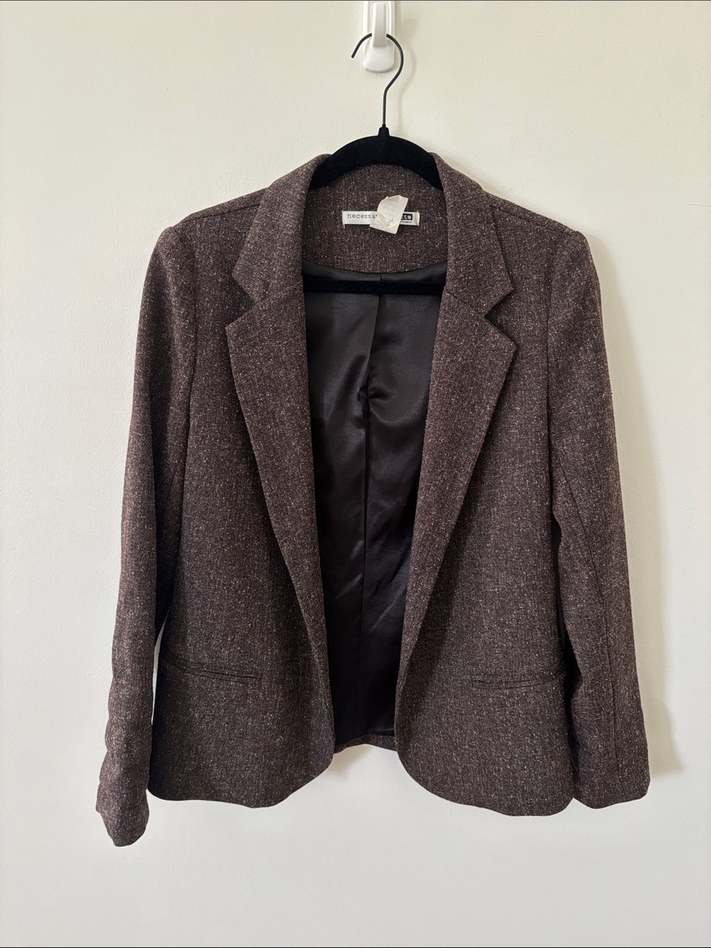 Vintage 90s Tweed Blazer Jacket - Brown
